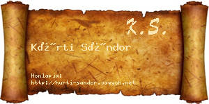 Kürti Sándor névjegykártya