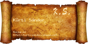 Kürti Sándor névjegykártya